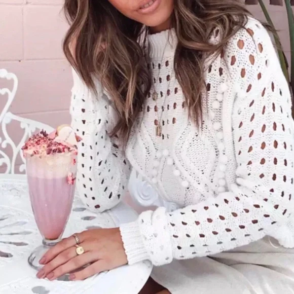 Peek-A-Boo Pompom Sweater - Picture 5 of 10